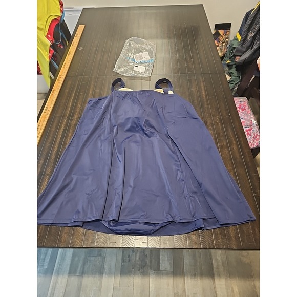 Swim 365 Women Dark Blue One Piece Swim Dress Suit Swimwear Plus Size 34 - Picture 8 of 8